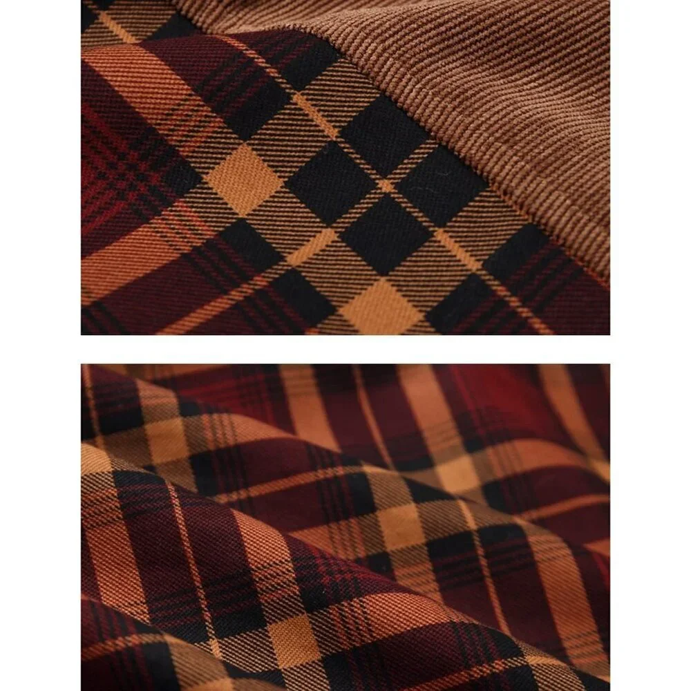Men's Coffee Long Sleeve Sherpa Lined Flannel Shirt Jacket Fleeces